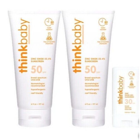 Think Thinkbaby Sunscreen Bundle SPF 50  2x 6 fl oz - 1x 0.64 Oz SPF30 Exp 01-26 - Picture 1 of 1